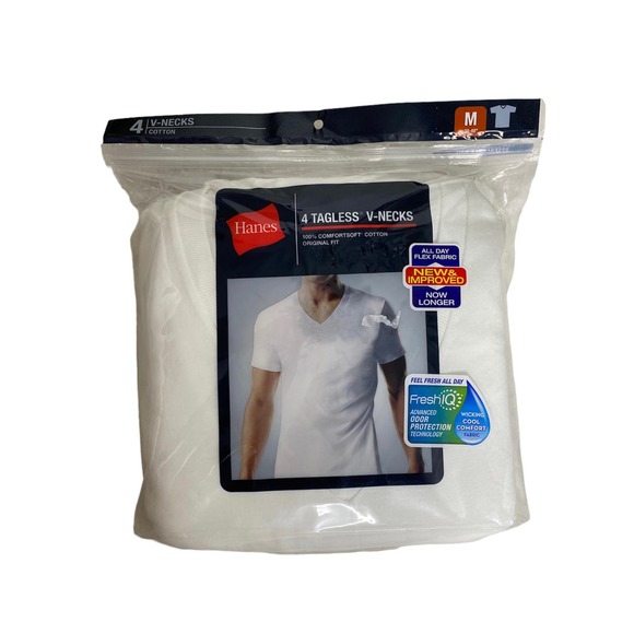 Hanes Other - Hanes Tagless V-Necks T-Shirts 4 Pack Medium 38-40”